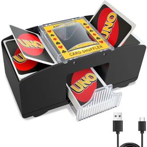 Vonsera Mescolatore di Carte Elettrico, Distributore Carte da Gioco Automatico per 1-2 Mazzi, Mischia Carte per UNO, Poker, Blackjack - Dotato di USB