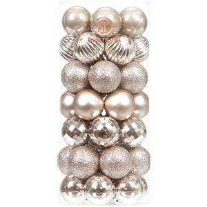 Sea Team 46 palline Natale infrangibili 30mm champagne | Con filo, senza glitter, per albero, feste, cerimonie e party