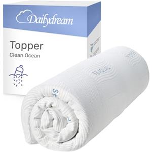 Dailydream Topper singolo 90x200 cm memory foam, altezza 5 cm, «Edition Clean Ocean, Model M », Topper per materasso, divano letto o letto da campeggio, Coprimaterasso confortevole