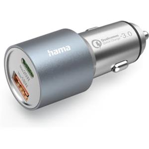 Hama Caricabatteria da auto 1x Power Delivery USB-C, 1 caricabatterie rapido USB-A (38 W, 12-24 V, indicatore LED) argento