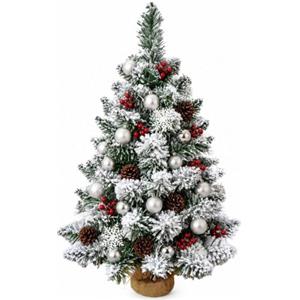 FORTUNATO Albero di Natale Innevato 90 cm FIOCCO in PVC su Tronco Metallico | Montaggio a Incastro, Diametro 50 cm, Senza Luci Preinstallate, Base Integrata, Uso Interno ed Esterno