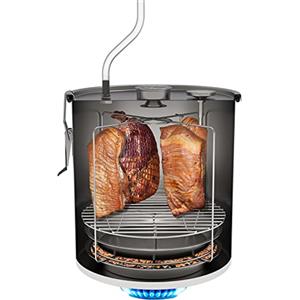 BROWIN® Forno per affumicatura in pentola 330115, 18 litri, affumicatoio per fornelli a gas, set da 5 kg, con termometro
