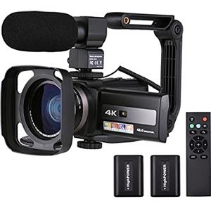 Andoer Videocamera digitale 4K 60FPS digitale Ultra HD DV 48MP Zoom 16X Schermo tattile LCD ruotabile da 3 pollici Condivisione WiFi Visione notturna IR Rilevamento del movimento Anti-scuotimento