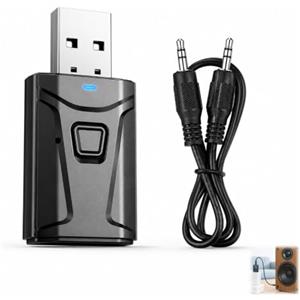 Cyiamku Adattatore Bluetooth USB 5.0, adattatore Bluetooth 2 in 1, trasmettitore audio, ricevitore USB con jack da 3,5 mm, per cuffie, altoparlanti, PC, impianto stereo auto, modalità TX RX con vivavoce