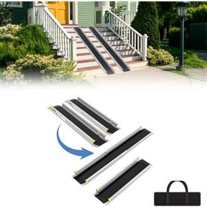 UISEBRT 2 rampe telescopiche per sedia a rotelle, in alluminio, rampa telescopica regolabile, capacità di carico per scale fino a 300 kg (75,5-122 cm)