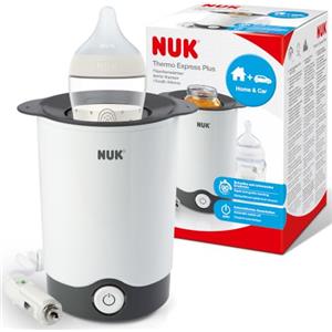 NUK Thermo Express Plus scaldabiberon portatile con adattatore 12V | Riscalda cibi liquidi e pappe in 90 secondi, Spegnimento automatico, Cestello estraibile