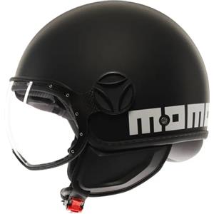 MOMODESIGN Momo Design casco jet Fgtr Classic 2206 - Nero Opaco/ Decal Bianco, Fgtr Classic 2206 - Nero opaco Bianco