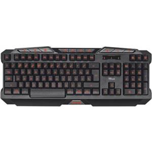 Trust 18913 GXT 280 Tastiera da gioco illuminata a LED DE nera (layout tedesco, QWERTZ, illuminata, 8 tasti multimediali