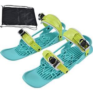 Aurikall Confezione da 2 mini pattini da sci scarpe da snowboard portatili regolabili in nylon verde per sport invernali sulla neve all'aperto