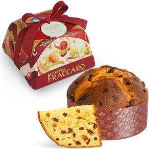 Pasticceria Fraccaro 1932 Panettone Artigianale Classico 'Antico' 1 Kg - Pasticceria Fraccaro 1932 | Panettone Milanese con Miele, Uvetta Australiana e Canditi di Agrumi Freschi, Impasto Lievitato Naturalmente - Linea Incarto