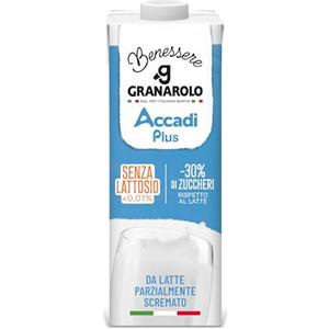Granarolo Benessere Accadì Plus, Bevanda da latte UHT Parzialmente Scremato, Confezione da 1 Litro, Senza Lattosio (<0,01%), -30% di zuccheri, UHT a Lunga Conservazione.