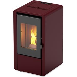 DEODATO Stufa a pellet Foco Petite 43x45x77 cm bordeaux 6 Kw con telecomando