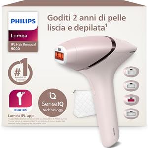 Philips Lumea 9000 Series, dispositivo di epilazione IPL, alternativa ai dispositivi di epilazione laser, SenseIQ, 4 accessori per viso, corpo, ascelle e zona bikini, con e senza filo, BRI957/00