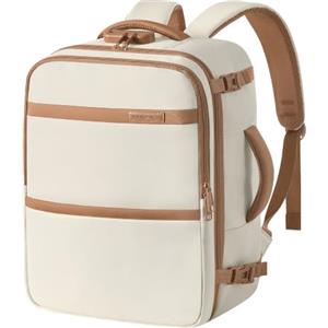 SONGMICS Zaino Bagaglio a Mano, 40 x 30 x 20 cm, per easyJet, 24 L | Zaino Porta PC fino a 17.3 Pollici, Impermeabile, Apertura a 180°, con Lucchetto, per Lavoro e Viaggio, Bianco RBF004W101