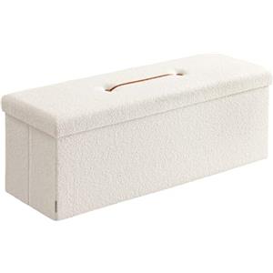 SONGMICS Cassapanca Pouf Contenitore Pieghevole, 38 x 110 x 38 cm | Sgabello Poggiapiedi, Regge fino a 300 kg, per Soggiorno, Camera da Letto, Bianco Crema, Collezione MINOTA LSF097W01