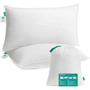SONGMICS Cuscini Letto, Set da 2, 50 x 70 cm, Imbottitura 800 g | Rivestimento in Tessuto di Poliestere Spazzolato, Lavabile in Lavatrice a 60°C, Con Borsa, Collezione ALYCE TBP006W02