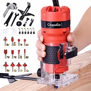 CtopoGo Rifilatrice Fresatrice Verticale per legno Elettrica 800 W | 30000 R/min Con 12 pezzi Mandrino 6.35mm