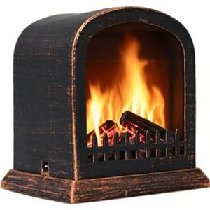 Lawnrden Lampada da Fuoco a LED con Effetto Fiamma, Lanterna per Camino Elettrico Vintage con Realistico Effetto Fiamma a LED Caminetto USB/ Batteria per Decorazioni da Tavolo per la Casa di Natale 5, 7x4, 5x6