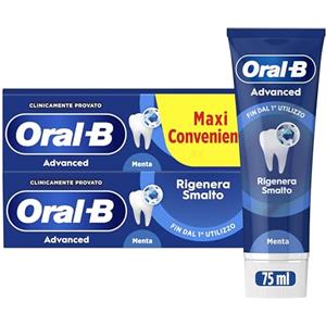 Oral-B Rigenera Smalto Advanced Dentifricio, Pulizia Denti, 2x75ml | Sapore Menta Piperita e Eucalipto, 5 Dentifrici, Pulizia Denti Efficaci, Confezione 2x75ml Maxi Convenienza