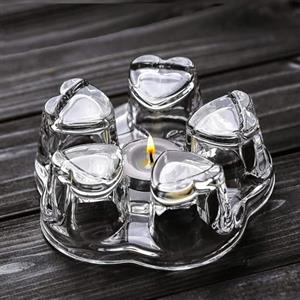 DOPUDO Scalda-teiera in vetro, quadrante da 13,5 cm, scalda tazza da tè, tazza da caffè, sottopentola a forma di cuore in cristallo, riscaldatore per teiere, brocche, caraffa, base riscaldante,