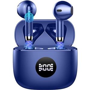 zakotu 2026 Cuffie Bluetooth 5.4, 40 Ore Cuffie In Ear Cancellazione Rumore ENC e 4 HD Mics, Auricolari Bluetooth con 3D Bass Stereo, HiFi Cuffiette LED Display, Blu