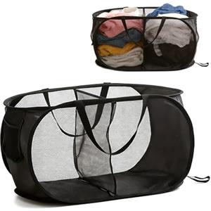 KASESSS Cesto Portabiancheria Pop-Up In Rete, Pieghevole Cesta Panni Sporchi Con 2 Scomparti, Traspirante Cesto Biancheria Con Manici Rinforzati, Laundry Basket Per Bagno Camera Da Letto Viaggio