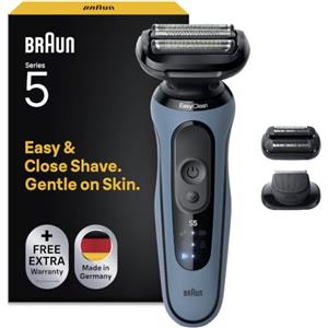 Braun Serie 5 Rasoio Elettrico Barba, 2 Accessori, 52-A1820cce, Azzurro | Regolabarba Uomo, 2 Accessori, Rasoio Barba Impermeabile, Ricaricabile, 50 Min di Utilizzo