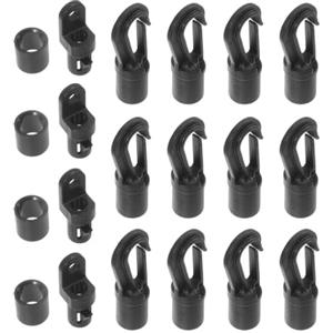 Healeved 16 Pezzi Ganci Terminali per Corda Elastica 1/4 Pollice in Nylon nero | Campeggio e Attività Acquatiche, Compatibili Giubbotti Salvagente, Leggeri e Resistenti alle Intemperie