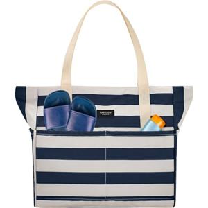 LARKSON Borsa Mare Donna Uomo Blu - Linn | Borsone da Spiaggia Grande per Vacanze, Sport, Università, Viaggio, Tote Bag Shopper Con Cerniera