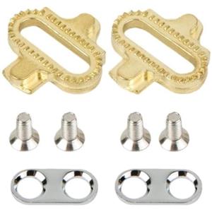 Besttoolifes Scarpe da ciclismo MTB tacchetti SH51 per SPD compatibili Gold MTB Cycling | Costruzione in lega di ottone, resistente all'usura, di lunga durata, finitura dorata, dimensioni 3,6 x 3,5 cm