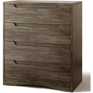 Blishom Cassettiera Camera da Letto con 4 cassetti, settimino camera da letto,Moderno e Salvaspazio per la Camera da Letto Soggiorno e Ingresso, 71 x 41 x 82 CM,Bianco (Marrone scuro)