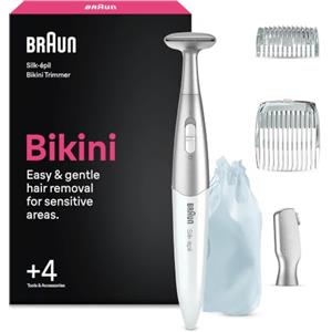 Braun Mini Rifinitore Bikini Di Precisione, +4 Accessori, FG1100, Bianco | Bikini di Precisione, per una Depilazione Facile e Delicata, + 4 Accessori, a Batterie