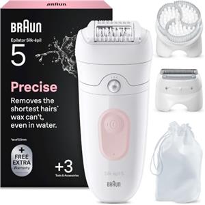 Braun Silk-Épil 5 Epilatore Elettrico Donna, Accessori, 5-060 Rosa Flamingo | Rasoio Elettrico Donna Impermeabile con Custodia, Testina Rasoio, Pettine Regolatore e Spazzola Esfoliante