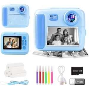 ARNSSIEN Macchina Fotografica Bambini Istantanea Schermo2.5D Antiurto,1080P | Fotocamera istantanea per bambini, MP3, batteria 1300mAh,Regalo per Bambino e Bambine, Compleanno, Festività 3-12 anni,D3