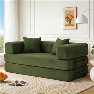 Vipbear Divano letto a 2 posti, 160 cm, con schiuma e molle, per soggiorno, verde | Disossato