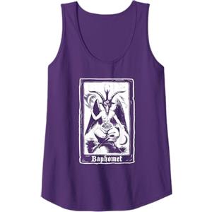 Emo / Goth / Grunge Clothing & Gifts "Baphomet" Goth Satan Tarot Card Satanic Sabbatic Goat Canotta