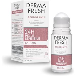 Dermafresh Deodorante Roll-On 24h Pelle Sensibile Antimacchia 50 mL | Efficacia Extra Delicata, Antimacchia, Freschezza Immediata, Senza Profumo