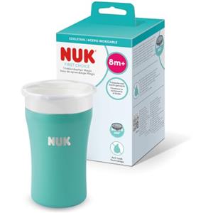 NUK Magic Cup borraccia termica neonato, 8+ mesi, Verde acqua, Tazza per bambini 230 ml, bordo antigoccia a 360°, mantiene le bevande calde o fredde, confezione da 1 pezzi