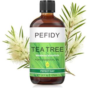 PEFIDY Olio Essenziale Tea Tree 118 ML, 100% naturale, adatto per la cura della pelle, delle unghie e dei capelli, aromaterapia, SPA, bagno, fai da te, terapia aromatica, massaggi