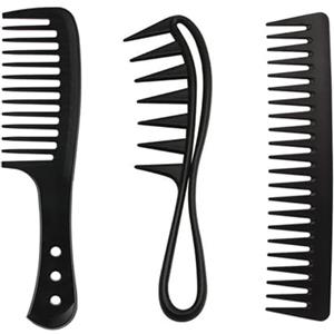 Eupneicu Pettine A Denti Larghi, 3 Pezzi Pettini Barbiere, Pettini Capelli Antistatico In Fibra Di Carbonio, Pettine Denti Larghi Per Salon, Domestico, Varie Acconciature