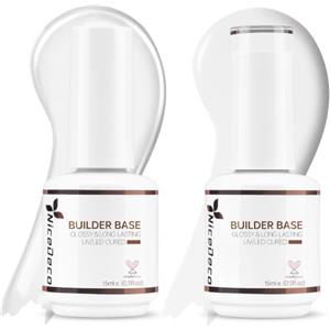 Nicedeco 8 in 1 Builder Gel 2Pcs Gel Ricostruzione Unghie Builder Base Smalto Semipermanente Unghie Primer Nude Set 6, 2x15ml