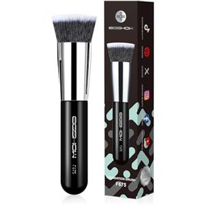 EIGSHOW Pennello da fondotinta da viaggio, pennello Kabuki premium formato tasca per fondotinta liquido, crema e polvere e correttore, con setole vegane ultra morbide e dense (Nero)