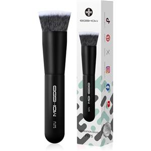 EIGSHOW Pennello da fondotinta da viaggio, pennello Kabuki premium formato tasca per fondotinta liquido, crema e polvere e correttore, con setole vegane ultra morbide e dense (Nero opaco)