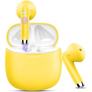 zakotu 2026 Cuffie Bluetooth 5.4, Cuffie in Ear 32 Ore di Riproduzione, Giallo | Auricolari Bluetooth 5.4 con 4 ENC Cancellazione Rumore Mic, Bassi Stereo, Impermeabili IP7, USB-C, per Android e iOS.