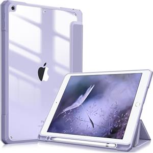 FINTIE Cover per iPad 9a/8a/7a Generazione 10,2 Pollici (2021/2020/2019) | [con Portapenne] Antiurto Sottile Custodia Posteriore Trasparente Case con Auto Sveglia/Sonno, Lilla Viola