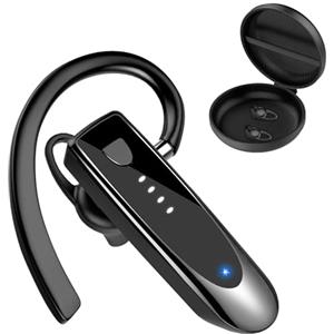 Atheewon Auricolare Bluetooth Singolo V5.4 Auricolari Bluetooth, Nero ossidiana | Doppio Microfono 20 Ore Di conversazione, 180 Ore in Standby Gancio Girevole per Guida/Lavoro/Business
