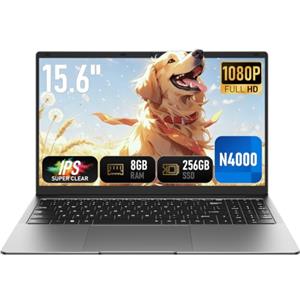 Vowmoon PC Portatile 15,6 Pollici,FHD 1920×1080,Computer Portatile Processore Celeron N4000, Notebook 8GB RAM 256GB SSD, Win 11, Apertura Schermo 180°, WiFi 5, Bluetooth 4.2, Porte USB 3.0,Mini HDMI