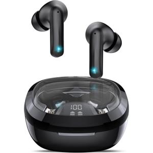 AOSRAU Cuffie Bluetooth 5.4, 45H, Auricolari Bluetooth, Cuffie In Ear Stereo Mic | Auricolare Bluetooth LED Display, IP7 Impermeabili Cuffiette, USB-C, Auricolari Senza Fili Sport per iOS Android, Nero (2026)