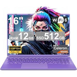 NOTODD PC Portatile Laptop 16 Pollici Notebook Viola Win 11 Pro | Portatile 12+512GB 1TB SSD Espansione丨Ventola Raffreddamento丨Supporto 5G WIFI丨1920 * 1200 2K Schermo Doppio
