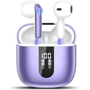 TIMU Cuffie Bluetooth, Auricolari Bluetooth 5.4 Stereo HiFi con 4 ENC Mic,Cuffie Wireless con LED Display 50 Ore, Cancellazione Rumore Cuffiette Bluetooth,Touch Control,IP7 Impermeabile Auricolari Wireless